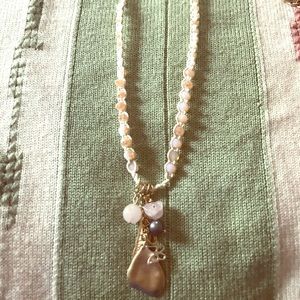 Pink quartz beaded necklace